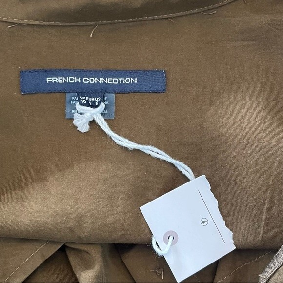 NWT French Connection Brown Button Front Shirt Dress Size 6 - Picture 6 of 7